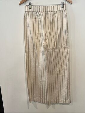 Jenni Kayne Cream Trousers with Brown Pinstripes